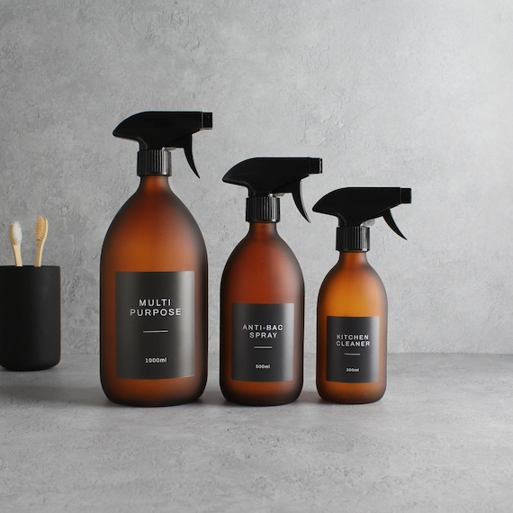 Flacon Réutilisable Huiles Essentielles Pulvérisateur Verre Ambré 1000ml - Vaporisateur Plantes Réutilisable - Buse Gâchette - Écologique Flacon Spray Verre 1000ml