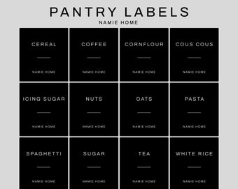 Pantry Labels - Black Waterproof Stickers For Jars And Baskets | Kitchen Storage Cupboard Organisation | Home Jar Mrs Hinch Label