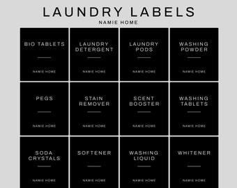 Laundry Labels - Black Waterproof Stickers For Jars And Baskets | Kitchen Storage Cupboard Organisation | Home Jar Mrs Hinch Label