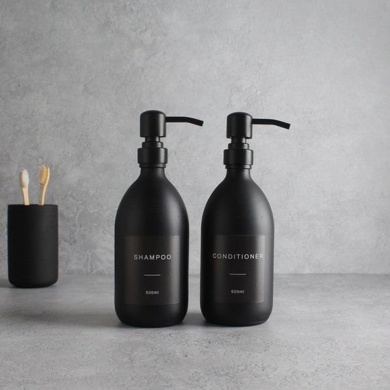 GMISUN Glas-Shampooflaschen Set – 3-teilig, Wiederverwendbar & Elegant – Schwarz