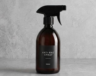 Amber Plastic Spray Bottle | Refillable Labelled Bottle With Trigger Spray Lid | Kitchen & Bathroom Accessories For Cleaning | Eco Friendly
