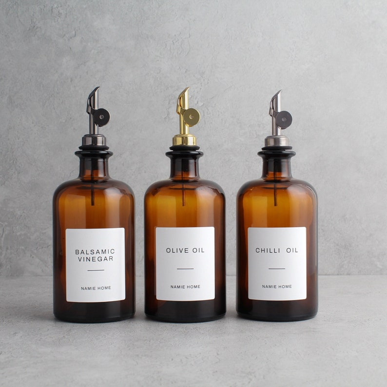 amber glass oil dispenser pouring bottles for kitchen