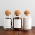 Tea Coffee Sugar Set of 3 Cork Ball Glass Jars - 800ml Storage Canisters With White Waterproof Label | Kitchen Pantry Organisation
