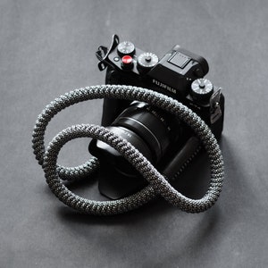Alça de câmera Paracord, nó de cobra, detalhe em couro, câmera sem espelho, Nikon, Sony, Fujifilm, Canon
