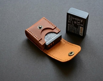 Brown Leather Battery and SD Card Case