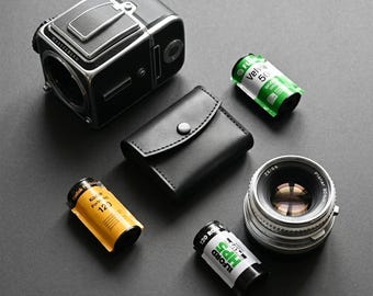 Leather 120mm Film Case, Handstitched Medium Film Storage