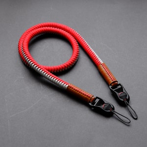 Paracord Camera Strap, Red / Grey Strap, Peak Design, Nikon, Sony, Fujifilm, Canon
