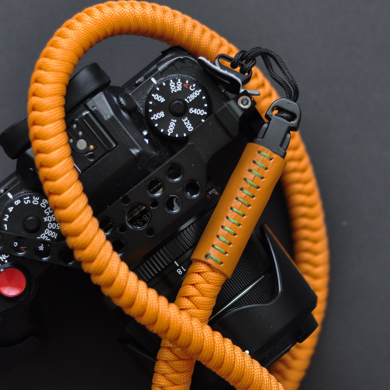 Mustard Paracord Camera Strap: Handmade Leather Detail, Quick Release ...