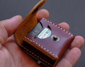 Leather Battery Case, Camera Battery Holder, SD Card Holder