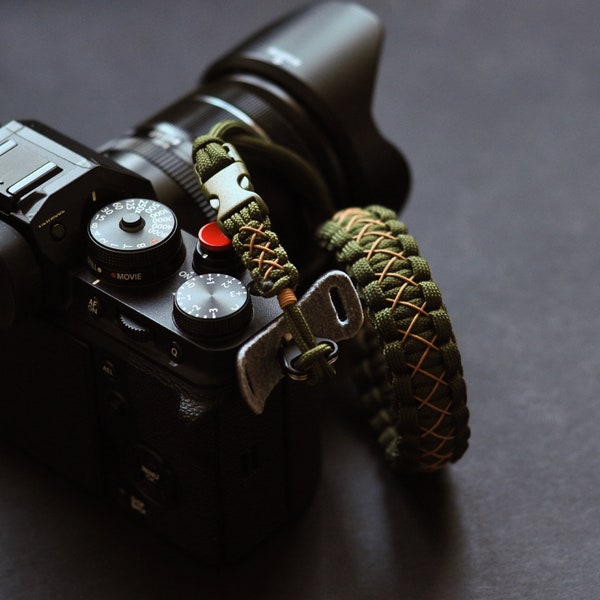 Paracord  Camera Wrist Strap, Khaki rope strap,  quick release kit, Fujifilm, Sony, Nikon, Canon, Mirrorless