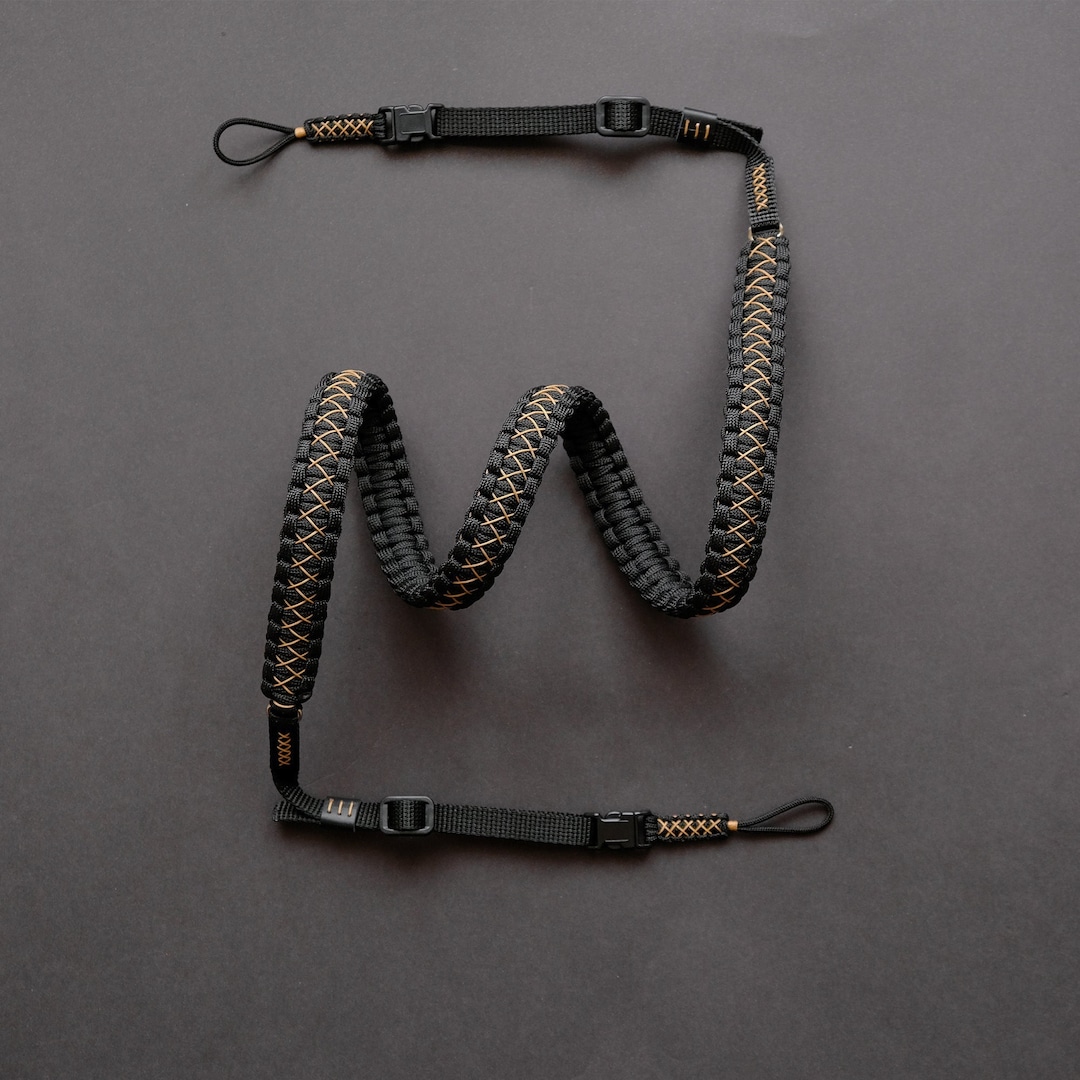 Paracord Camera Strap, Black / Brown Strap, Handmade Rope Strap ...