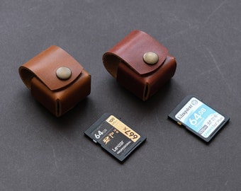 Leather SD Card Holder: Photographer Gift, Holds 4 Cards