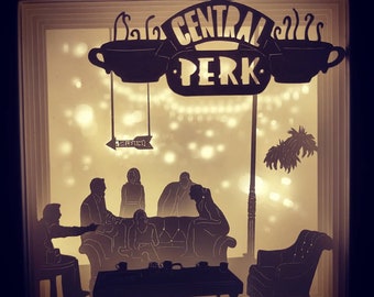 3D Papercut lightbox template svg Digital FRIENDS, 3D paper carving lamp template, paper cut lightbox template