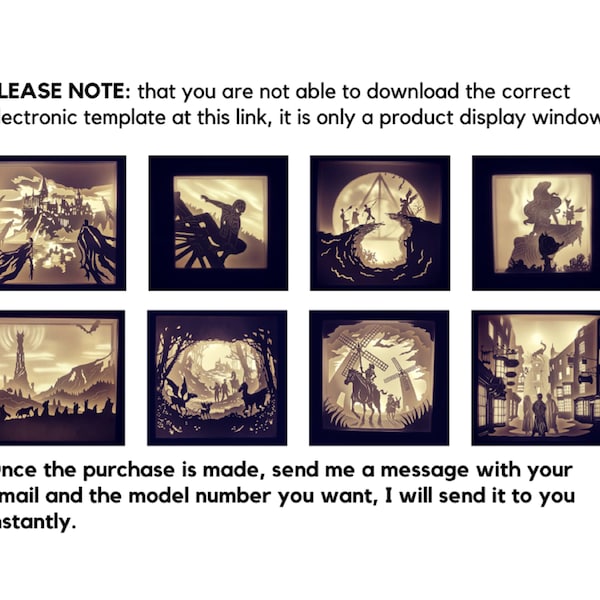 digital template for paper cut light box, shadow box templates, svg