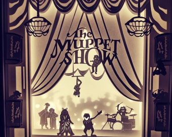 Muppets 3D Papercut lightbox svg Modello digitale, modello di scatola luminosa, modelli di muppets, muppets baby svg, scatola ombra muppets
