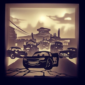 Autos 3D Papercut Lightbox Vorlage SVG Digital, Papercut Lightbox Vorlage, Vorlagen Autos, Schattenbox Autos