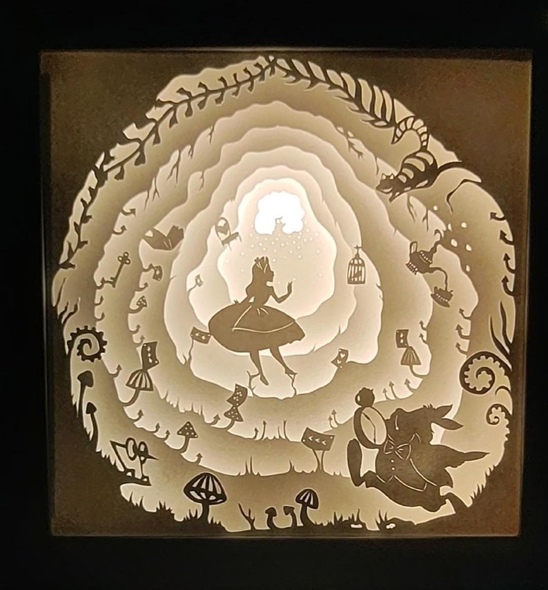 3D Papercut Lightbox Template Svg Digital Alice in the | Etsy