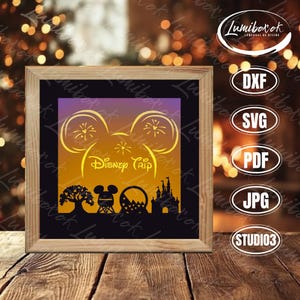 Mickey 4 Parks Shadow Box SVG for Cricut DIY Projects, Mouse Couple Box Lantern for Decoration