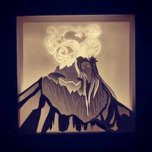 Volcano 3D Papercut lightbox template svg Digital, lightbox template paper cut, templates volcano, cricut volcano i lava you