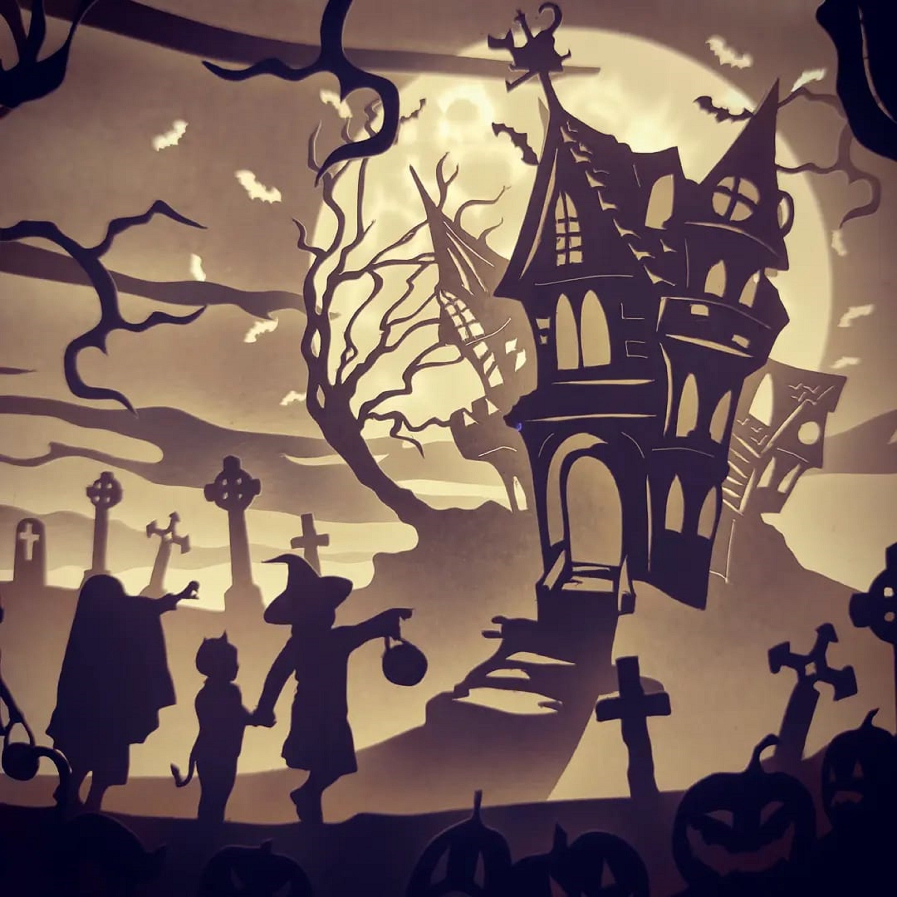 Scary Witch Face 3D Light Box Paper Cut · Creative Fabrica