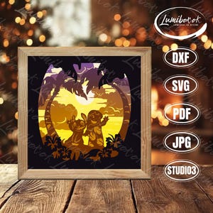 Stitch 2 - Paper Cut Light Box Template Files, Shadow Box, DIY 3D Paper Cut Light Box SVG File, Cricut Cut, Shadow Paper Cut
