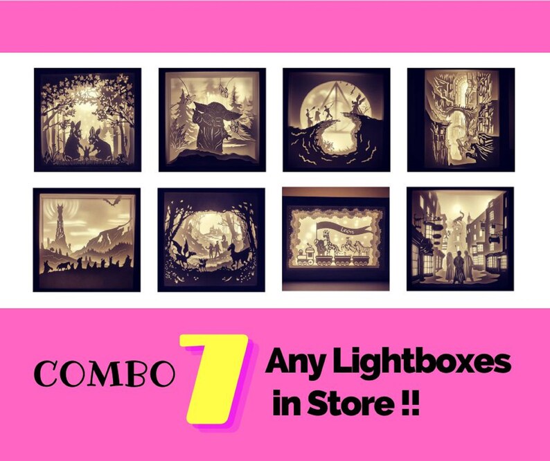 Combo 7 Custom Lightbox Templates SVG Templates Shadow Box - Etsy