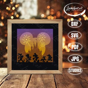 Mickey 3 Shadow Box SVG für Cricut DIY Projekte, Maus Paar Box Laterne zur Dekoration