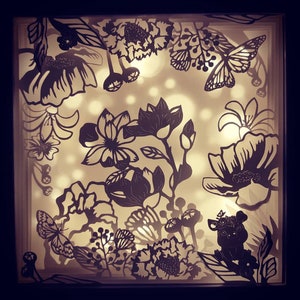 3D FLOWERS Papercut lightbox template svg Digital, paper cut lightbox template, garden templates, little pig