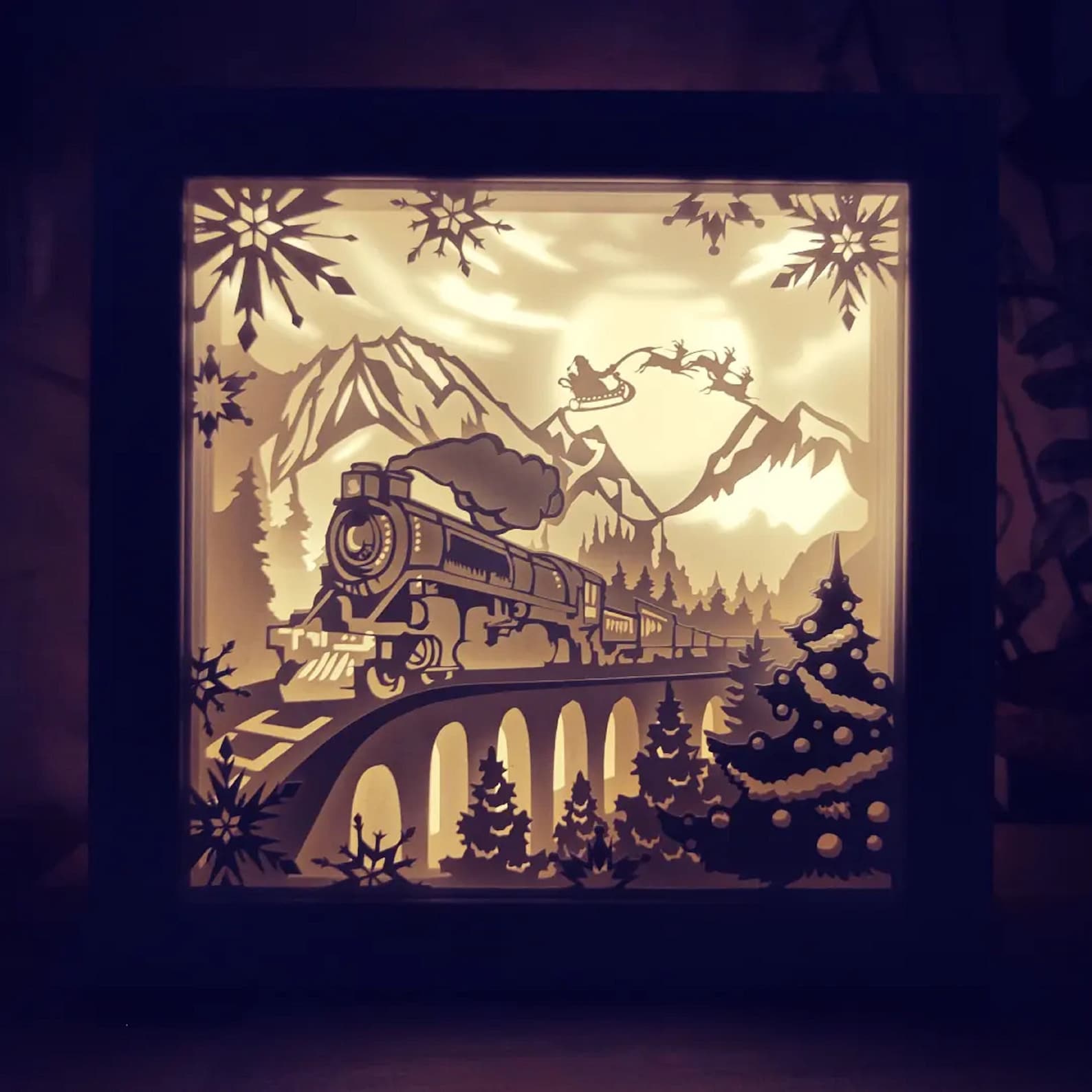 MOUNTAIN RAILWAYS Light Box, Vintage Train Svg Shadow Box, 3D Train Svg ...