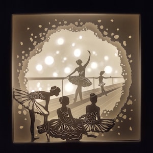 Ballerina 4 Lightbox SVG, Paper Cut Template Ai, ballerino Shadow Box Svg, ballerini 3D Papercut Light Box EPS File dxf, Pdf, svg