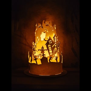 Halloween 2 Paper Cut Lamp SVG File- Halloween Paper Lanterns- Paper Cutting Templates- DIY Halloween Decorations- SVG Files