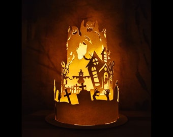 Halloween 2 papier gesneden Lamp SVG-bestand-Halloween papieren lantaarns-papier gesneden sjablonen-DIY Halloween decoraties-SVG-bestanden
