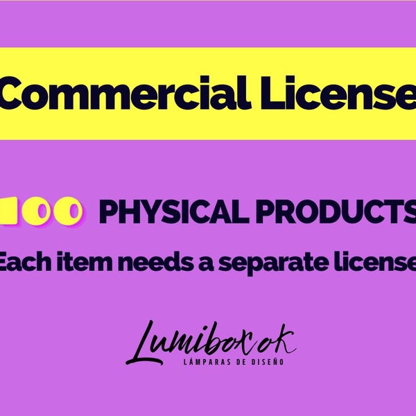 Licencia comercial para vender hasta 100 productos terminados / físicos de mis diseños digitales
