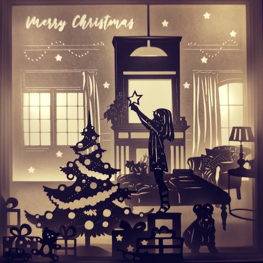 Merry Christmas Lightbox SVG, Christmas Templates Paper Cut, Christmas