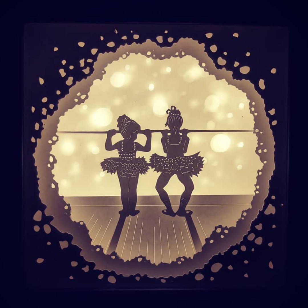 DANCERS 3 Lightbox SVG, Paper Cut Template Ai, Dancershadow Box Svg
