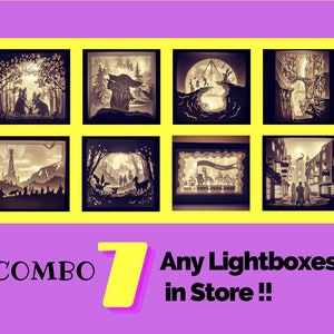 Combo 7 Custom Lightbox Templates - SVG Templates - Shadow Box - Digital Lightbox SVG 3D Paper Cut Template