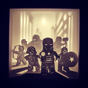Superheros Paper Cut Light Box Template Files, Shadow Box SVG, Shadow Box, 3D Papercut LightBox Svg File DIY, Cricut Svg, Silhouette Svg