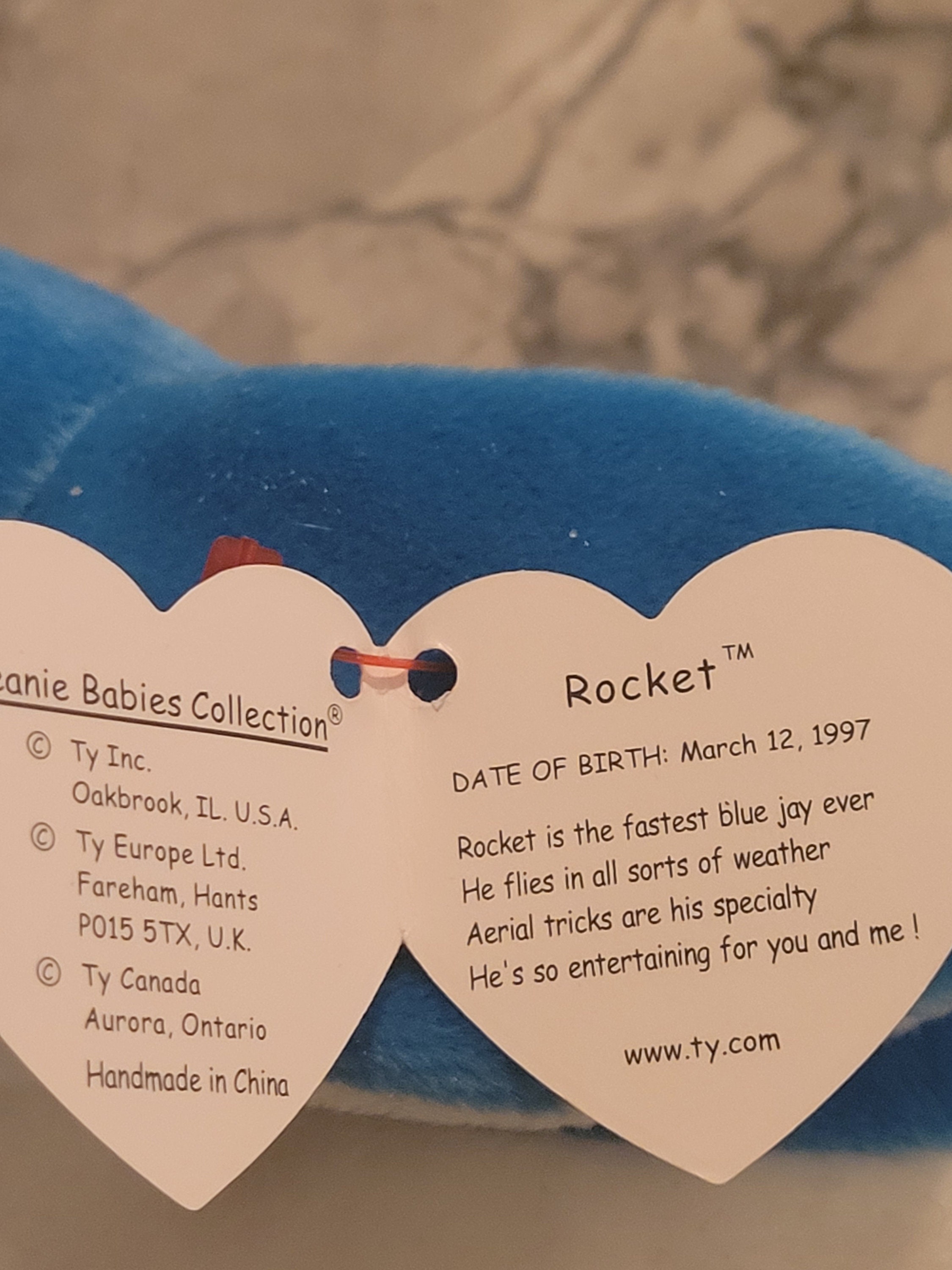 Vintage TY Original Beanie Baby Rocket, the Blue Jay, in Mint Condition ...