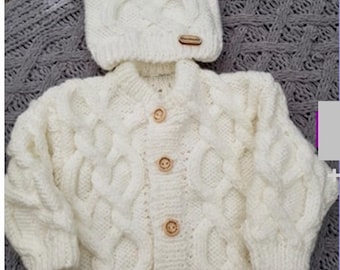 Aran Cardigan and hat (extra) Made to order
