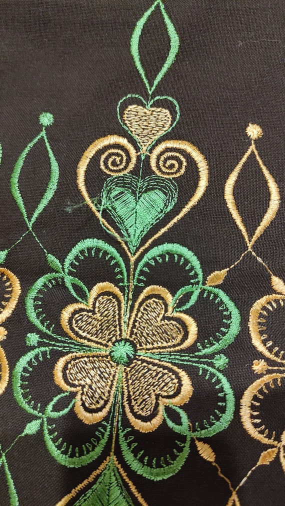 Brown dress with green and yellow embroidered flo… - image 5