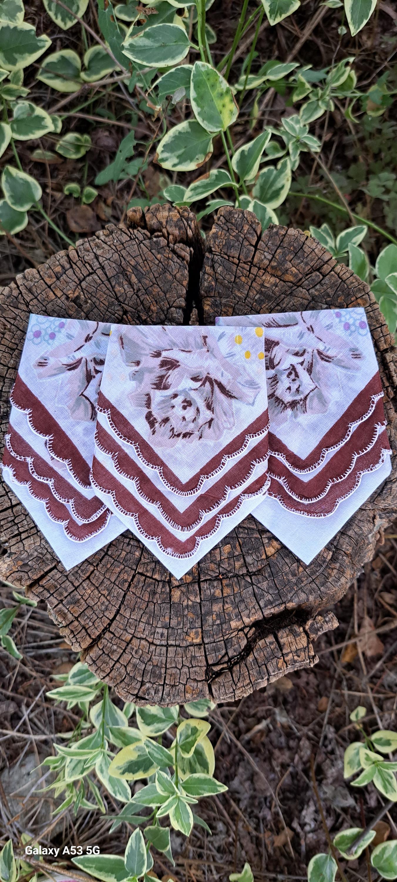 ヴィンテージ花柄コットンハンカチ - 1980年代コレクターズセット3枚