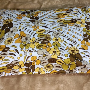 New pillow case Colorful cushion cover of yellow, beige and brown flowers Vintage textiles