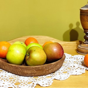 Handcrafted wooden bowl in rustic style  Round wooden fruit bowl for fruits, cozy items for the home, organic shape, housewarming gifts