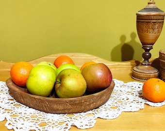 Handmade wooden bowl in rustic style  Round wooden fruit bowl for fruits