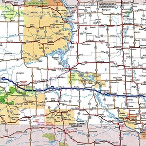 Large Detailed Roads and Highways map of South Dakota State | Etsy