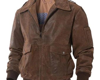 Men’s Air Force Bomber Leather Jacket, Classic Flight Pilot Style, Genuine Leather Aviator Coat, Military-Inspired Outerwear, Gift for Him