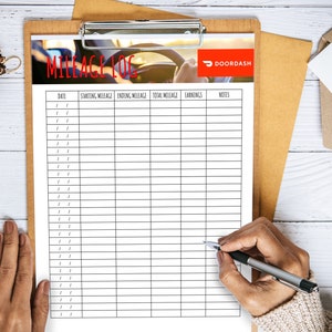 Doordash Mileage Tracker Printable