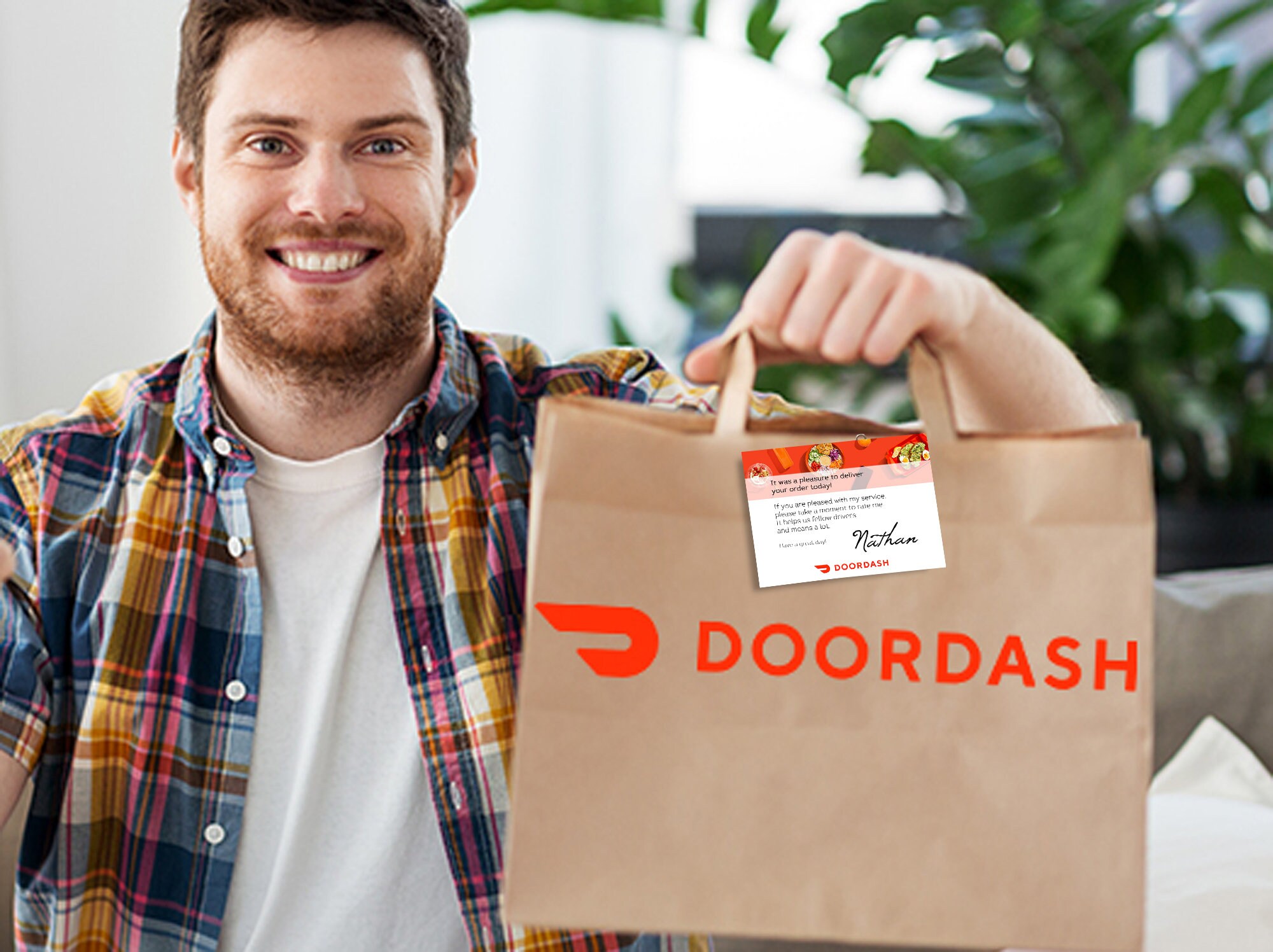 Doordash Delivery Driver Thank You Card Personalized Food Etsy