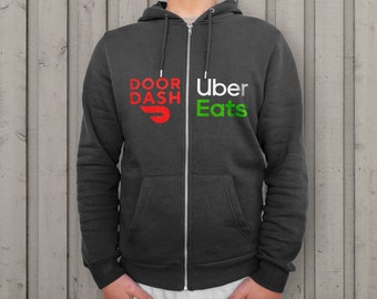 Doordash UberEats themed Full Zip Hooded Sweatshirt