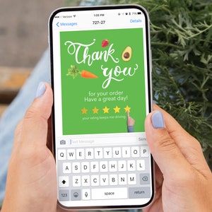 Food delivery thank you note, for good rating, food delivery thank you message